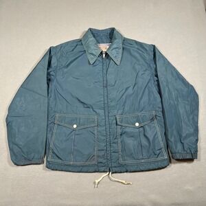 Vintage Mighty Mac Boatwear Jacket Men 42 Large Blue Windbreaker Fishing Sailing